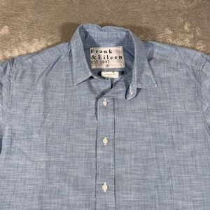 Frank & Eileen Finbar Shirt Mens Small Blue Long Sleeve Button Up Woven Italy